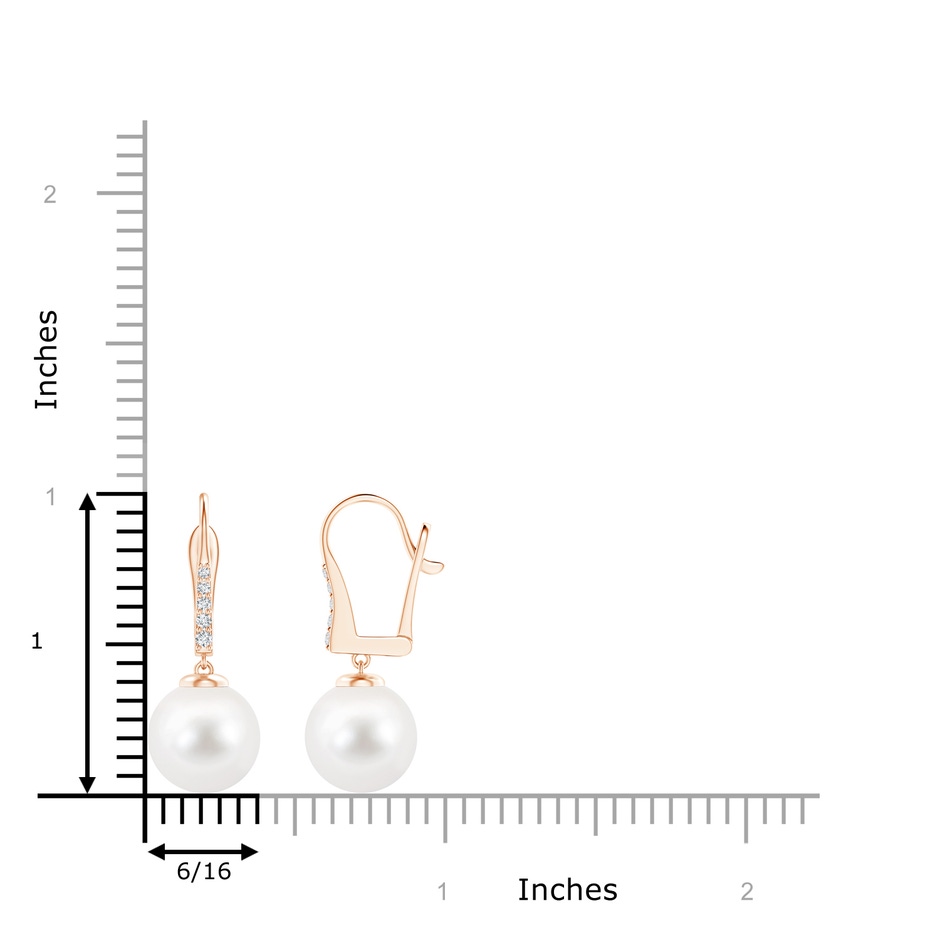 10mm AA Freshwater Pearl and Diamond Leverback Earrings in Rose Gold product image