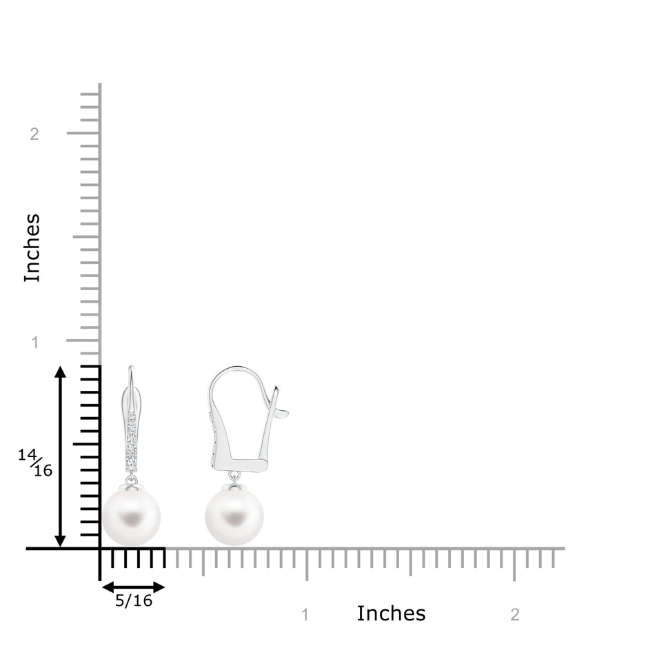 8mm AA Freshwater Pearl and Diamond Leverback Earrings in White Gold product image