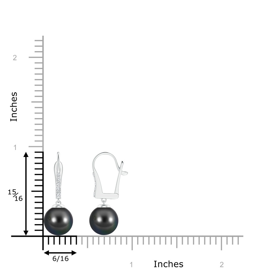 9mm AA Tahitian Pearl and Diamond Leverback Earrings in White Gold product image