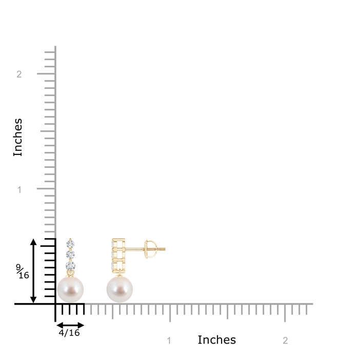 6mm AAA Japanese Akoya Pearl Earrings with Graduated Diamonds in Yellow Gold product image