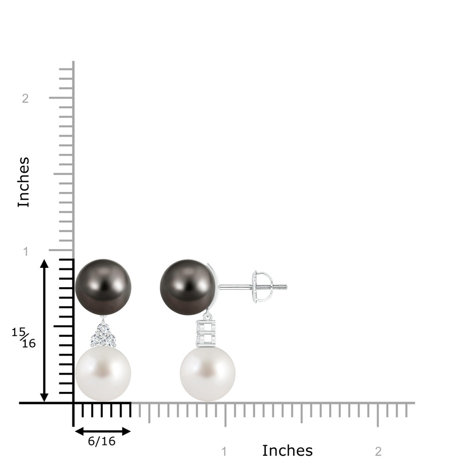 9mm AAA Tahitian & South Sea Cultured Pearl Earrings with Diamonds in White Gold product image