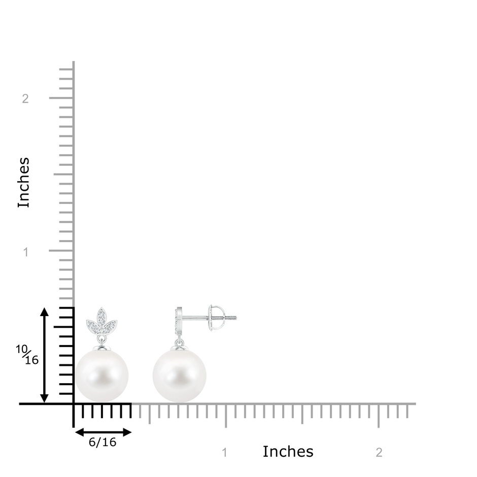 9mm AA Freshwater Pearl Earrings with Diamond Leaf Motifs in 9K White Gold product image