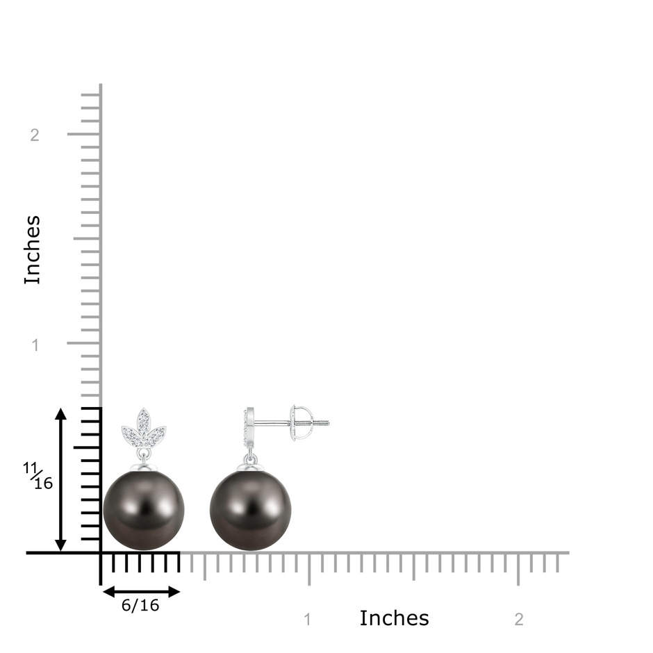 10mm AAA Tahitian Cultured Pearl Earrings with Diamond Leaf Motifs in White Gold product image