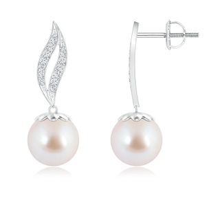 8mm AAA Akoya Cultured Pearl Flame Earrings in White Gold