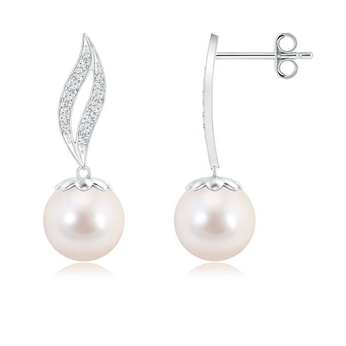 8mm AAAA Akoya Cultured Pearl Flame Earrings in S999 Silver