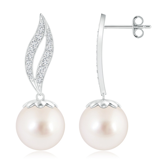 10mm AAAA South Sea Cultured Pearl Flame Earrings in S999 Silver