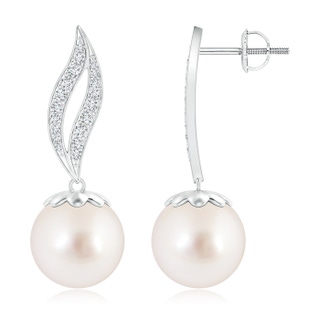 10mm AAAA South Sea Cultured Pearl Flame Earrings in White Gold