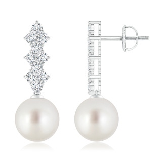 9mm AAA South Sea Cultured Pearl Earrings with Diamond Clustres in White Gold