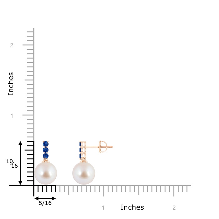 8mm AAA Classic Akoya Cultured Pearl and Sapphire Earrings in 9K Rose Gold product image