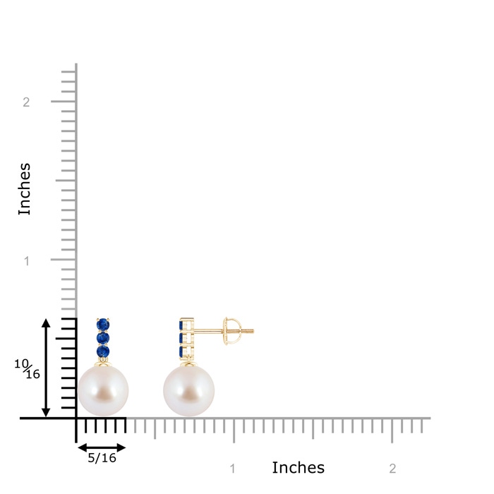 8mm AAA Classic Akoya Cultured Pearl and Sapphire Earrings in Yellow Gold product image