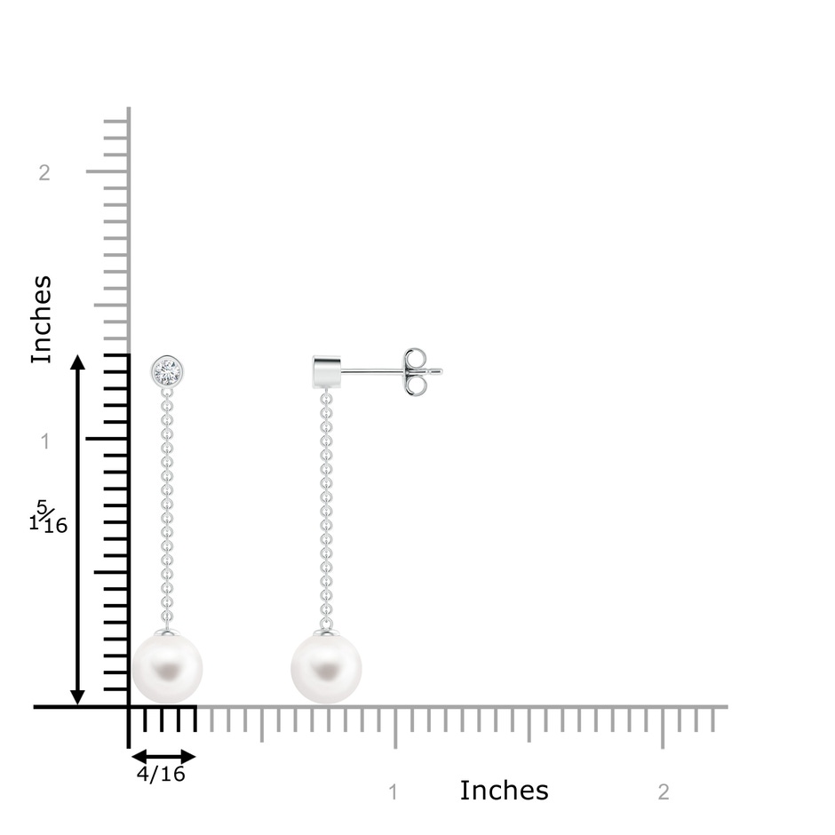 7mm AA Freshwater Cultured Pearl Long Drop Earrings with Diamond in S999 Silver product image