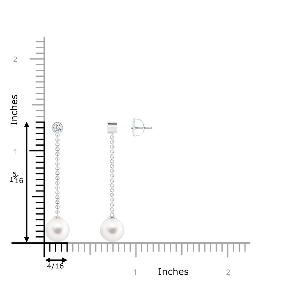 7mm AA Freshwater Cultured Pearl Long Drop Earrings with Diamond in White Gold product image