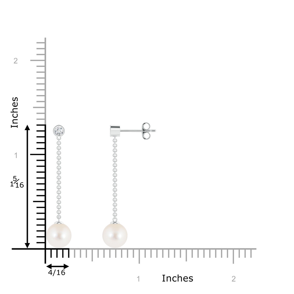 7mm AAA Freshwater Cultured Pearl Long Drop Earrings with Diamond in S999 Silver product image