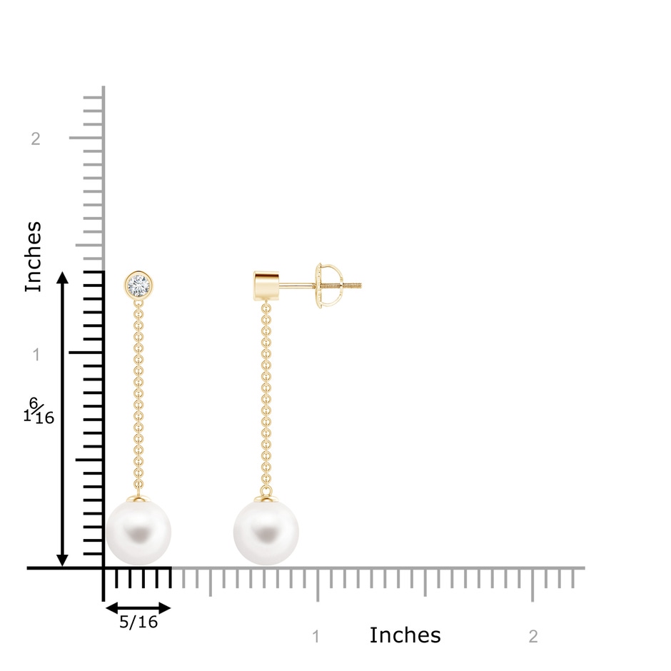 8mm AA Freshwater Cultured Pearl Long Drop Earrings with Diamond in 10K Yellow Gold product image