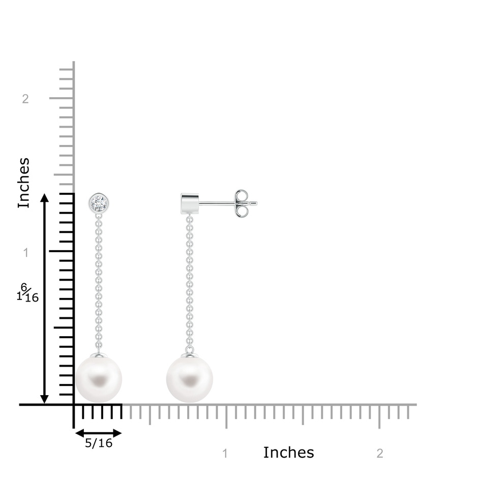8mm AA Freshwater Cultured Pearl Long Drop Earrings with Diamond in S999 Silver product image