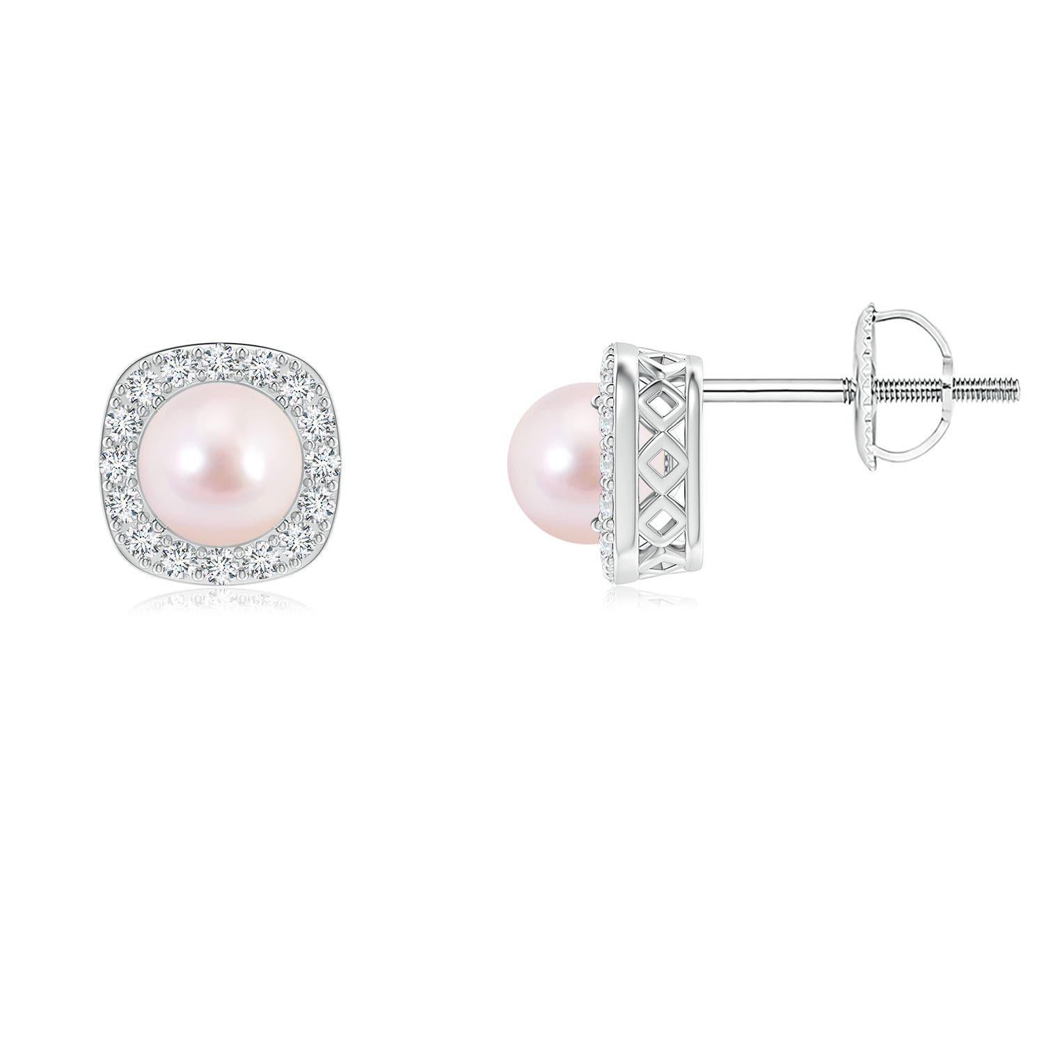 Halo White Gold Akoya Cultured Pearl Earrings