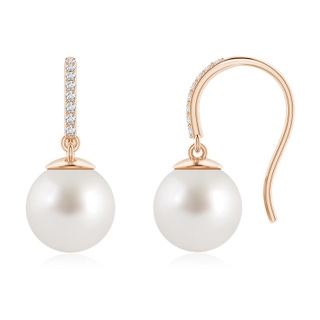 10mm AAA Classic South Sea Cultured Pearl and Diamond Drop Earrings in Rose Gold