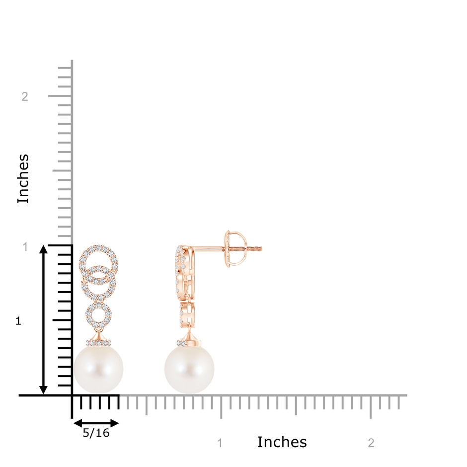 8mm AAA Freshwater Cultured Pearl Earrings with Interlinked Circles in Rose Gold product image