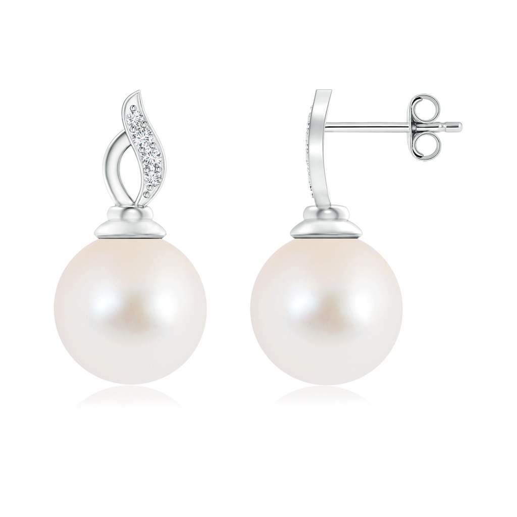 10mm AAA Freshwater Cultured Pearl Solitaire Flame Earrings in S999 Silver