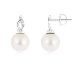 8mm AAA Freshwater Cultured Pearl Solitaire Flame Earrings in White Gold