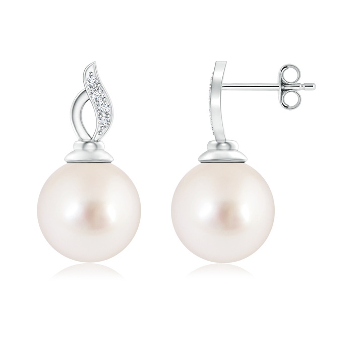 10mm AAAA South Sea Cultured Pearl Solitaire Flame Earrings in S999 Silver