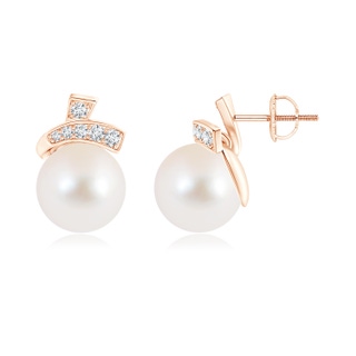 10mm AAA Cherry Style Freshwater Cultured Pearl Stud Earrings in Rose Gold
