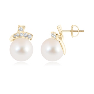 10mm AAA Cherry Style Freshwater Cultured Pearl Stud Earrings in Yellow Gold