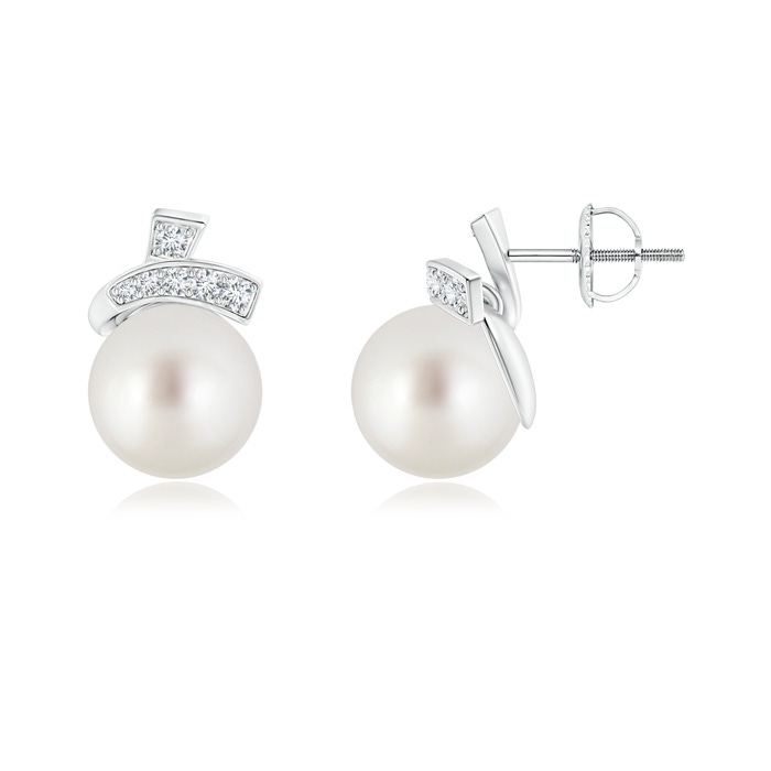 9mm AAA Cherry Style South Sea Cultured Pearl Stud Earrings in White Gold