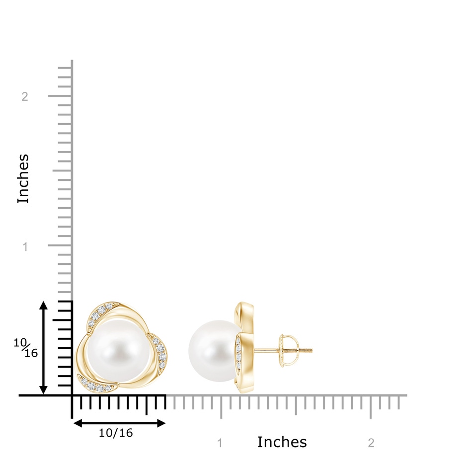 10mm AA Freshwater Pearl Floral Stud Earrings in Yellow Gold product image