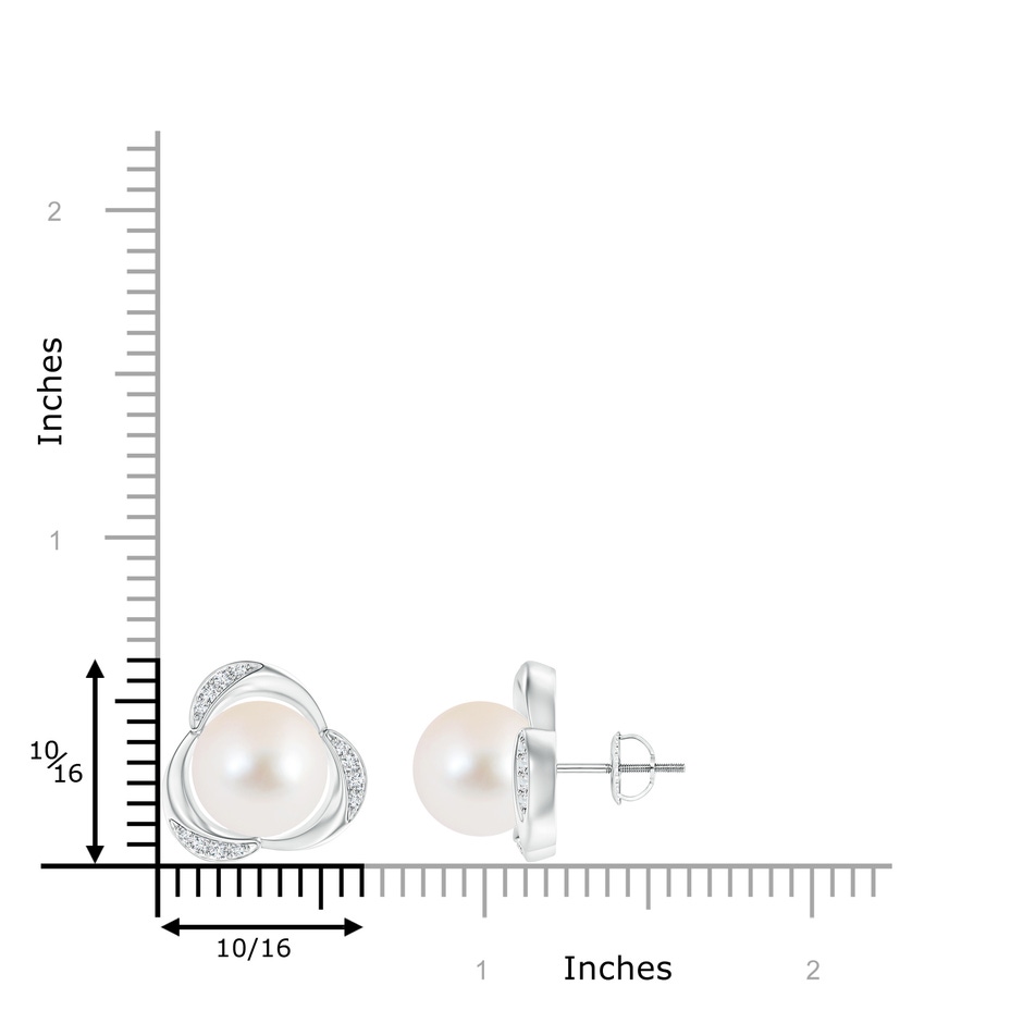 10mm AAA Freshwater Pearl Floral Stud Earrings in White Gold product image