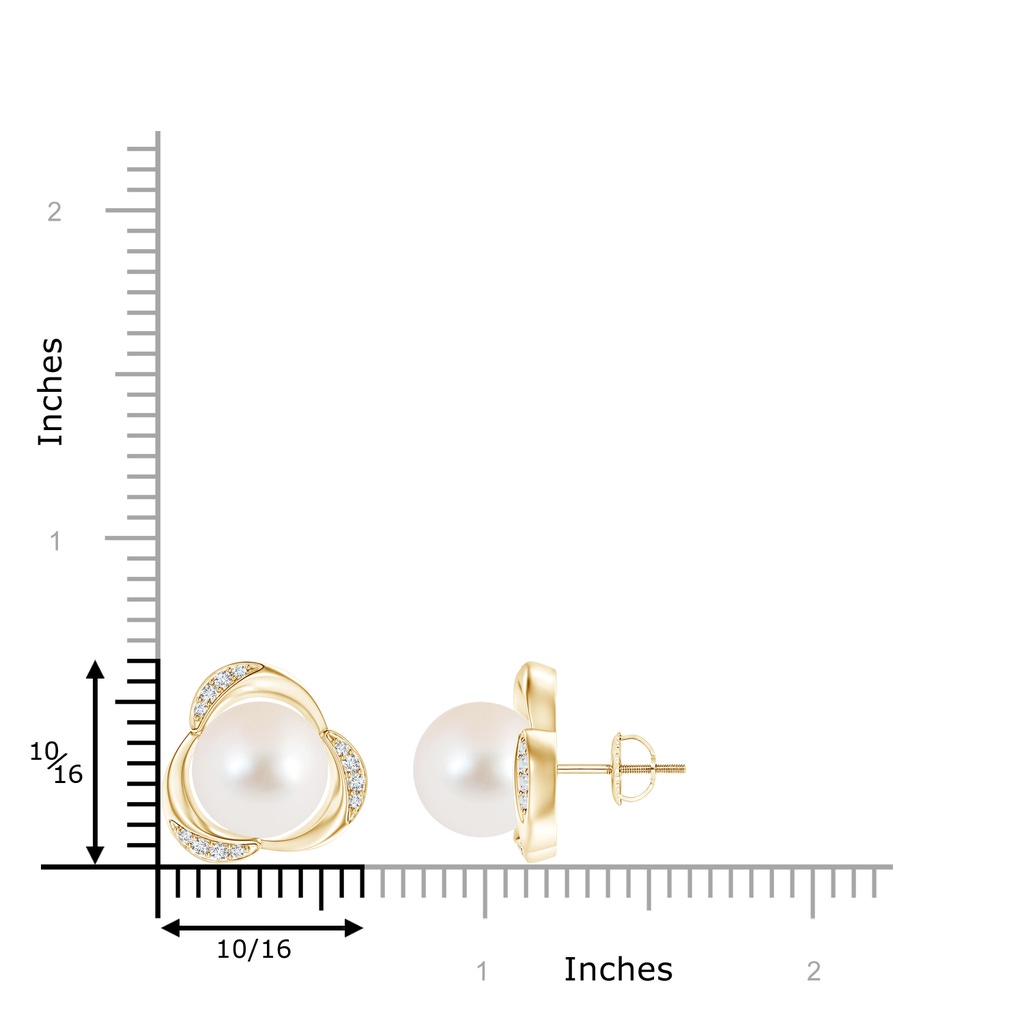 10mm AAA Freshwater Pearl Floral Stud Earrings in Yellow Gold Product Image