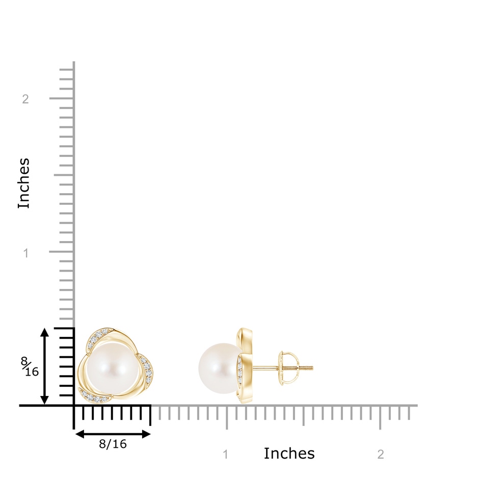 8mm AAA Freshwater Pearl Floral Stud Earrings in Yellow Gold product image
