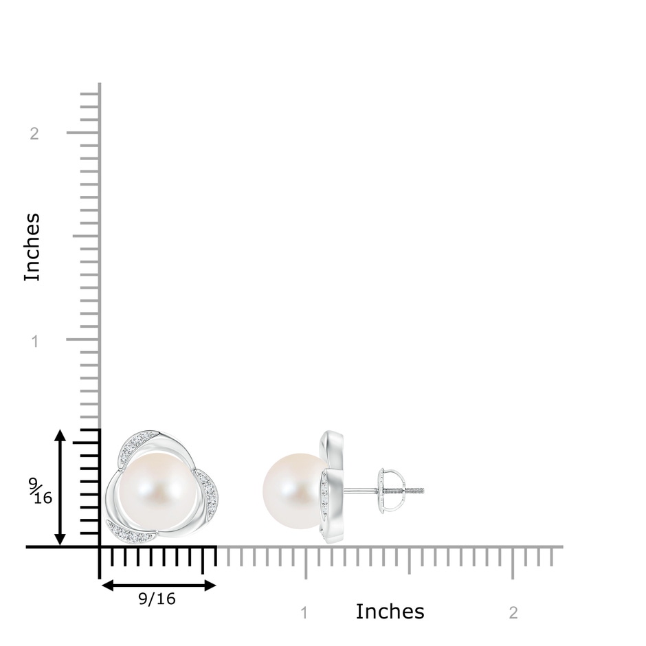 9mm AAA Freshwater Pearl Floral Stud Earrings in White Gold product image
