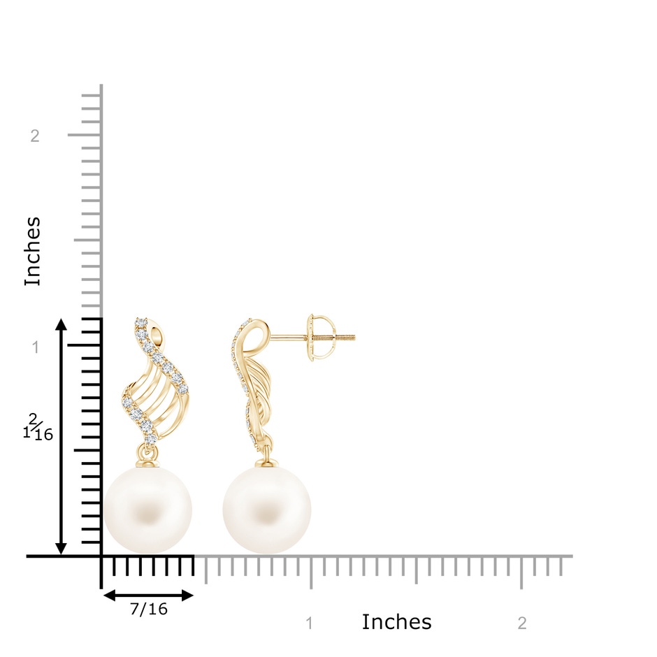 11mm AA Freshwater Pearl Swirl Dangle Earrings in Yellow Gold product image