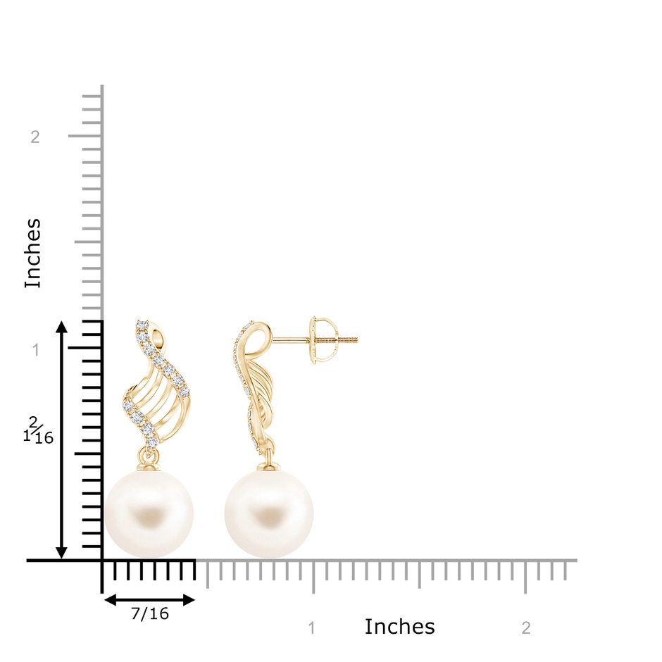 11mm AAA Freshwater Pearl Swirl Dangle Earrings in Yellow Gold product image