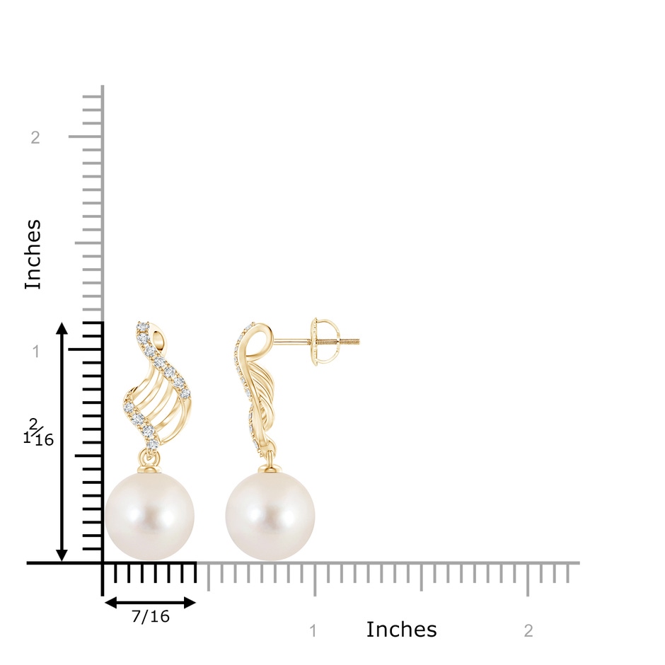 11mm AAAA Freshwater Pearl Swirl Dangle Earrings in Yellow Gold product image
