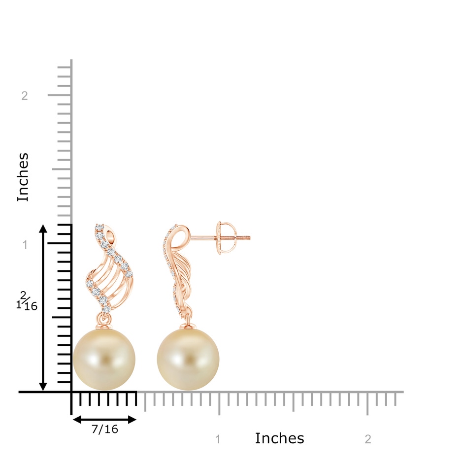 11mm AAA Golden South Sea Pearl Swirl Dangle Earrings in Rose Gold product image