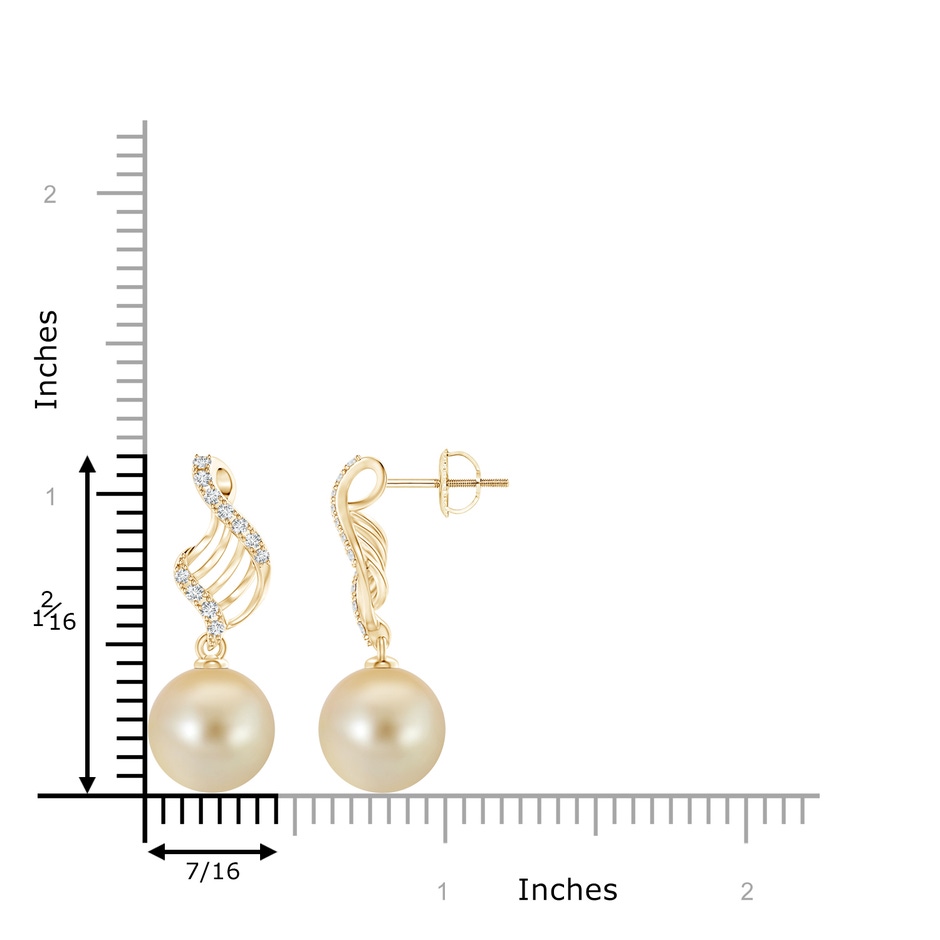 11mm AAA Golden South Sea Pearl Swirl Dangle Earrings in Yellow Gold product image