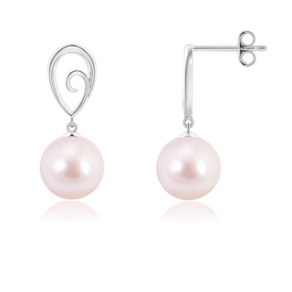 8mm AAAA Japanese Akoya Pearl Drop Earrings with Metal Loop in S999 Silver