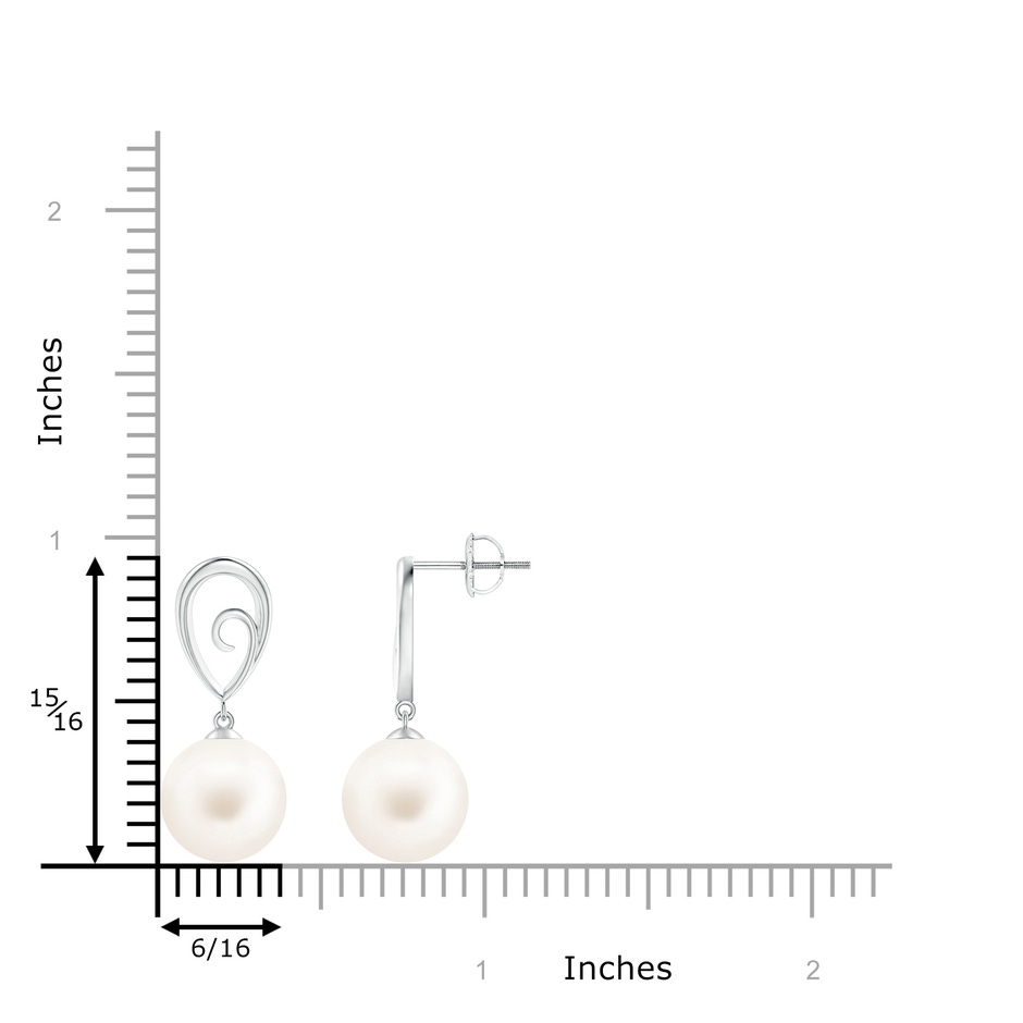 10mm AA Freshwater Pearl Drop Earrings with Metal Loop in White Gold product image