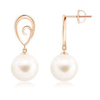 10mm AAA Freshwater Pearl Drop Earrings with Metal Loop in Rose Gold