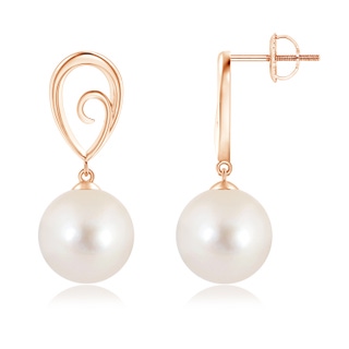 10mm AAAA Freshwater Pearl Drop Earrings with Metal Loop in Rose Gold