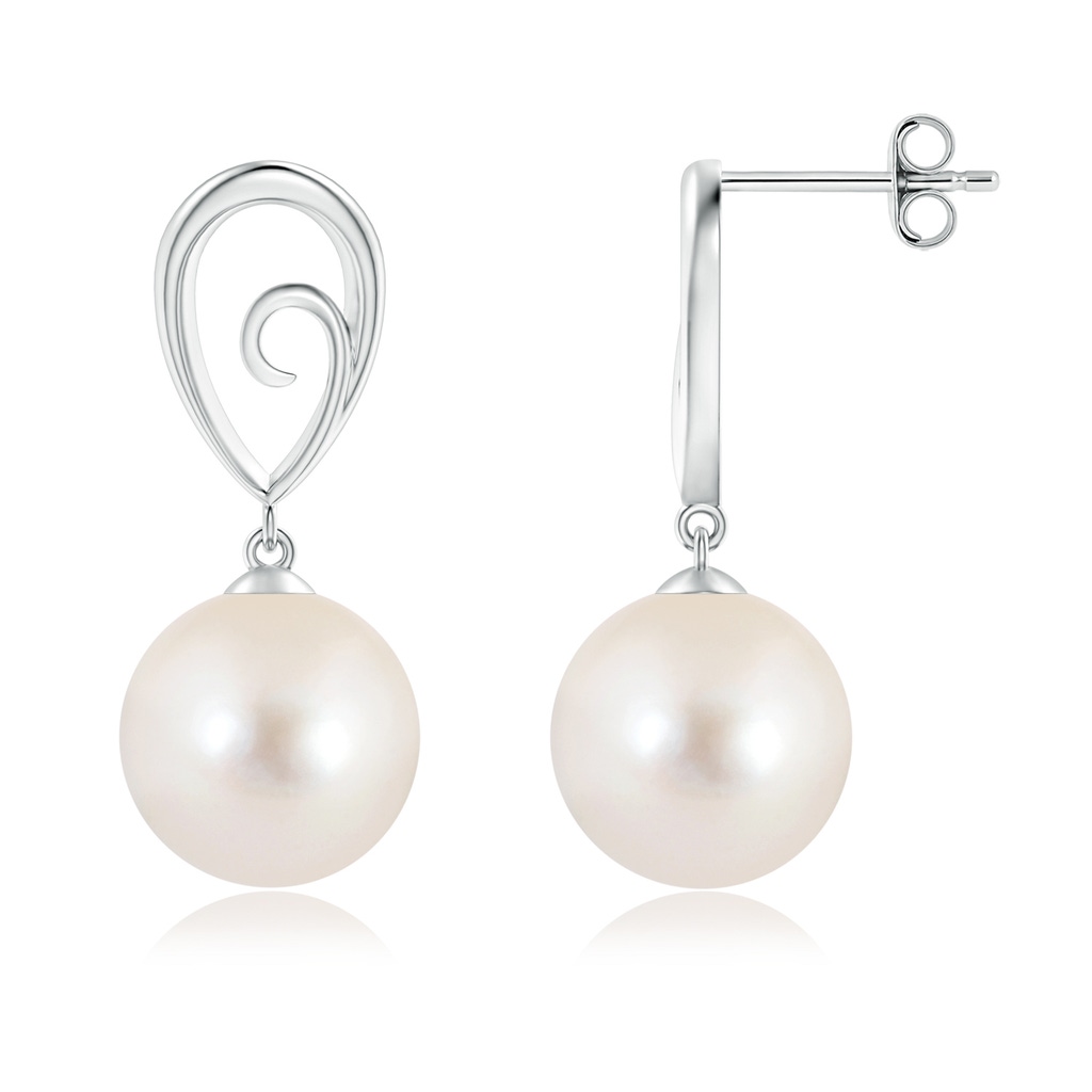 10mm AAAA Freshwater Pearl Drop Earrings with Metal Loop in S999 Silver