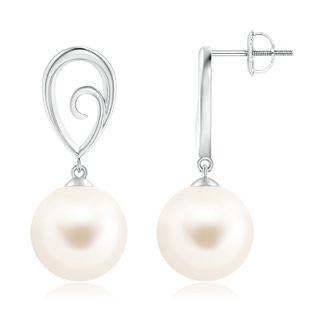 11mm AAA Freshwater Pearl Drop Earrings with Metal Loop in White Gold