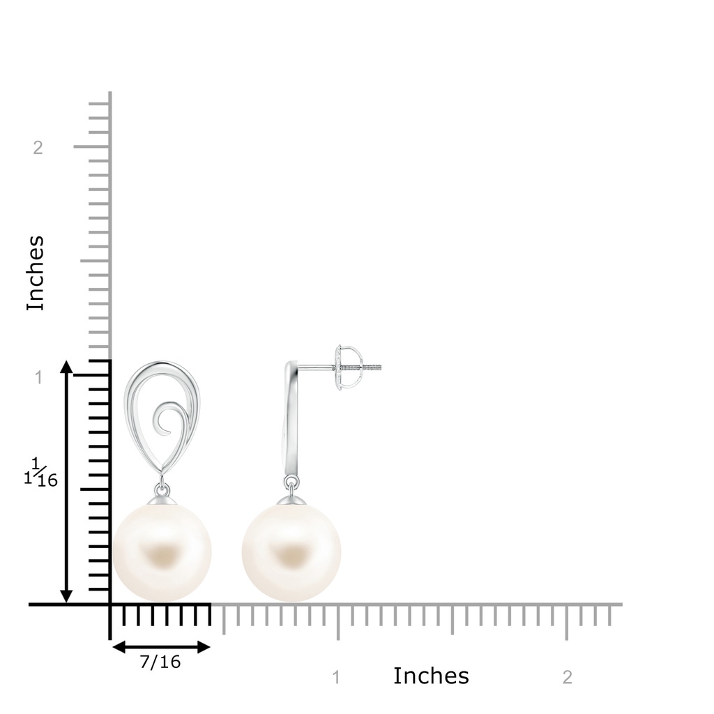 11mm AAA Freshwater Pearl Drop Earrings with Metal Loop in White Gold Product Image