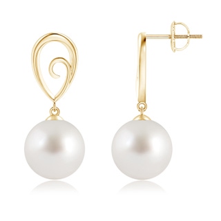 10mm AAA South Sea Pearl Drop Earrings with Metal Loop in 9K Yellow Gold