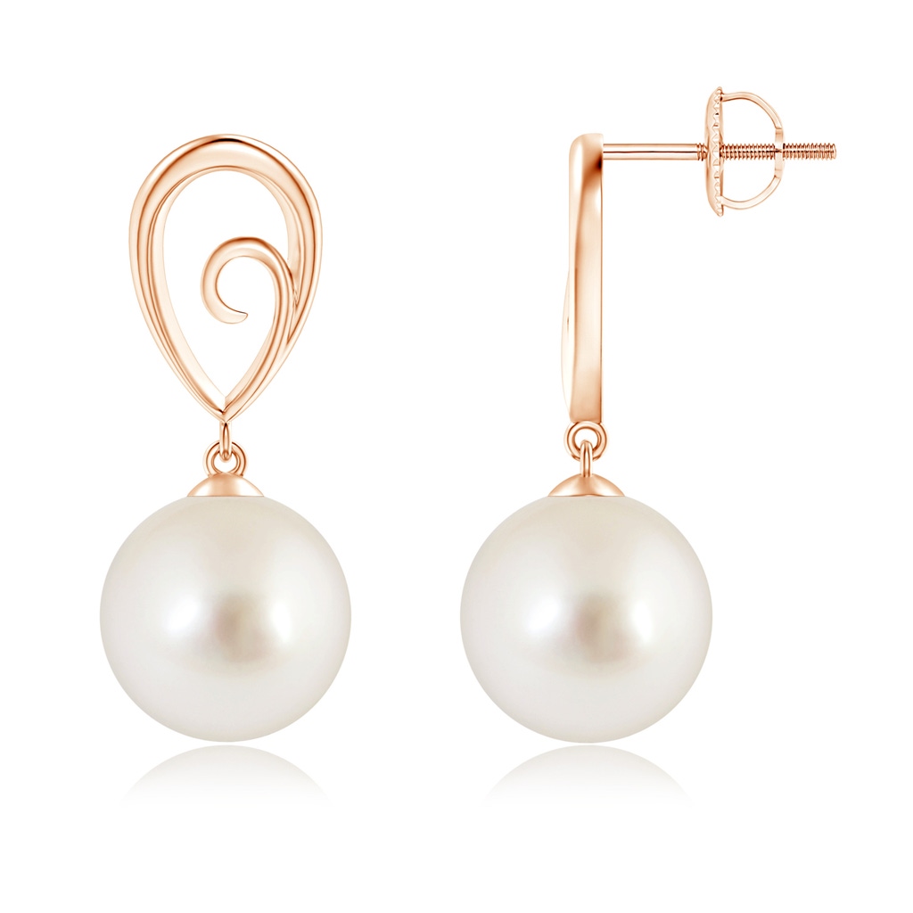 10mm AAAA South Sea Pearl Drop Earrings with Metal Loop in Rose Gold