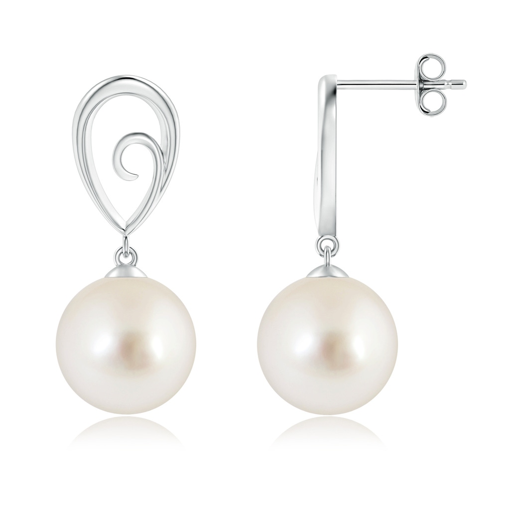 10mm AAAA South Sea Pearl Drop Earrings with Metal Loop in S999 Silver