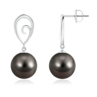 10mm AAA Tahitian Pearl Drop Earrings with Metal Loop in White Gold