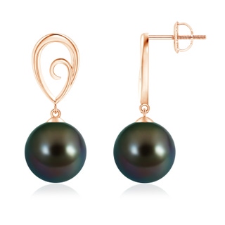 10mm AAAA Tahitian Pearl Drop Earrings with Metal Loop in Rose Gold